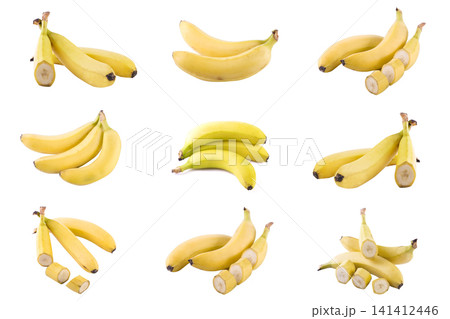 Bananas on a white background. Fresh tropical fruits on a white background. 141412446