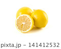Lemons with leaves on a white background. Fresh lemons on a white background. 141412532