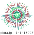 緑と赤に光る花火 141413998