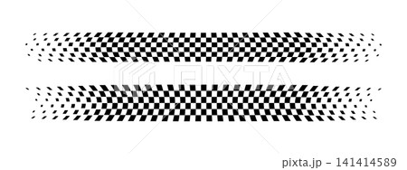 Checkered banners with faded effect. Distorted taxi or police car borders. Convex and concave race flag textures. Competitions start or finish signals concept. Vector graphic illustration Checkered banners with faded effect. Distorted taxi or police car borders. Convex and concave race flag textures. Competitions start or finish signals concept. Vector graphic illustration 141414589
