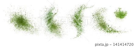 Green tea or matcha powder burst on white Green tea or matcha powder burst on white 141414720