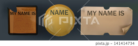 Vintage distressed name stickers, grunge texture 141414734