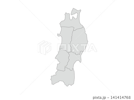 東北6県のグレー地図イラスト 141414768