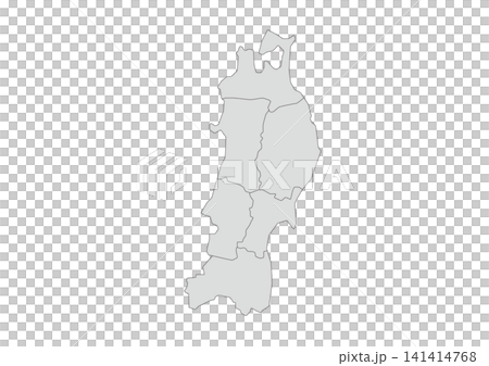 東北6県のグレー地図イラスト 141414768
