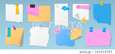 Torn notebook paper sheets with ripped edges Torn notebook paper sheets with ripped edges 141414797
