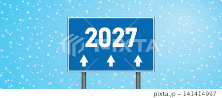 place sign with new year number 2027 in snowy winter landscape vector illustration place sign with new year number 2027 in snowy winter landscape vector illustration 141414997