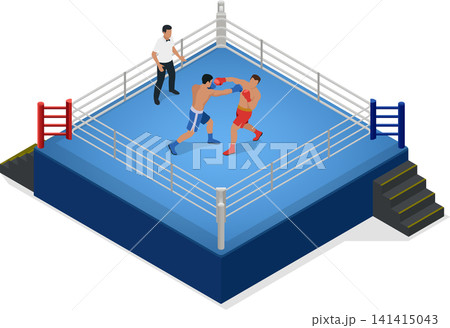 2 boxers fighting in boxing ring 2 boxers fighting in boxing ring 141415043