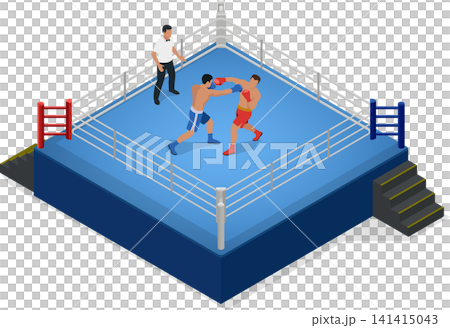 2 boxers fighting in boxing ring 2 boxers fighting in boxing ring 141415043