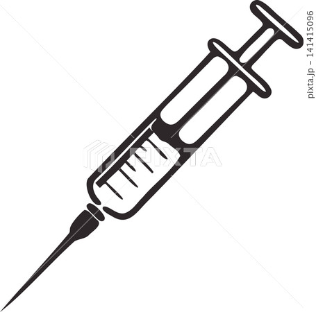 Illustration, outline and solid vector icons of medical syringe for injection used in healthcare and vaccination. Illustration, outline and solid vector icons of medical syringe for injection used in healthcare and vaccination. 141415096