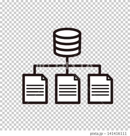 Simple line art icons for cloud databases and file management systems. Simple line art icons for cloud databases and file management systems. 141416111