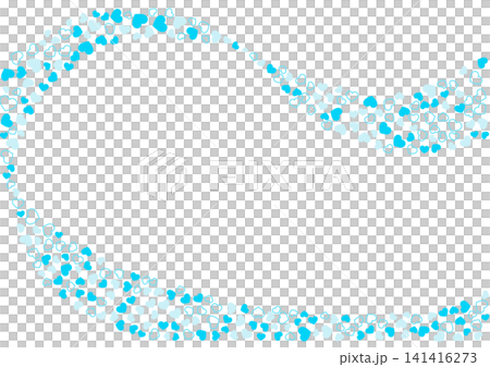 ハート柄の背景 水色系の3色 フチと単色 ハート 141416273