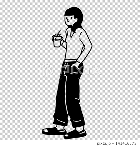 女子手捧果汁,擺姿勢 女子手捧果汁,擺姿勢 141416575