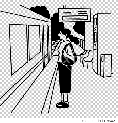 駅のホーム 電車 女性 駅のホーム 電車 女性 141416582