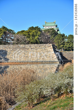 《愛知県》名古屋城天守閣と修復が完了した搦手馬出の石垣 141416666