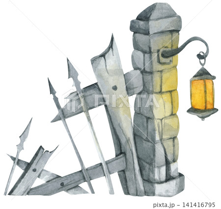 Damaged Fence Illustration Damaged Fence Illustration 141416795