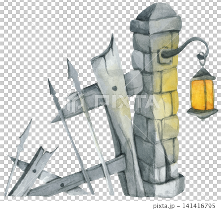 Damaged Fence Illustration Damaged Fence Illustration 141416795