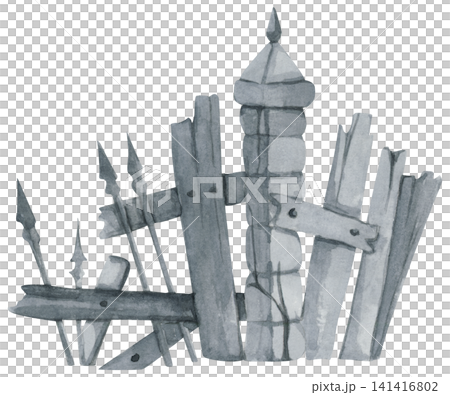 Damaged Fence Illustration Damaged Fence Illustration 141416802