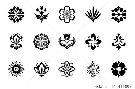 Flower icons set. Isolated elements for design. Vector graphics. Flower collection 141416895