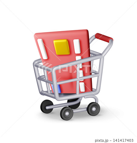 3D Shopping cart with credit card inside. 3D Shopping cart with credit card inside. 141417403