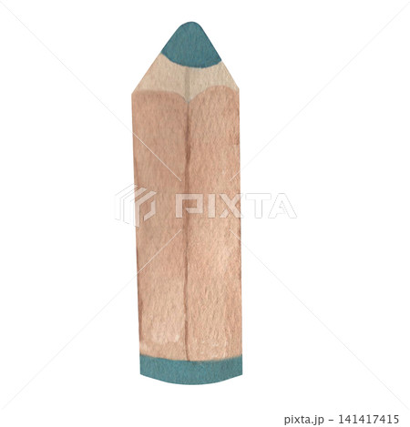 Watercolor Short blue pencil . hand drawn illustration. Perfect for school supplies designs, educational materials, stationery themes, or back to school graphics Watercolor Short blue pencil . hand drawn illustration. Perfect for school supplies designs, educational materials, stationery themes, or back to school graphics 141417415