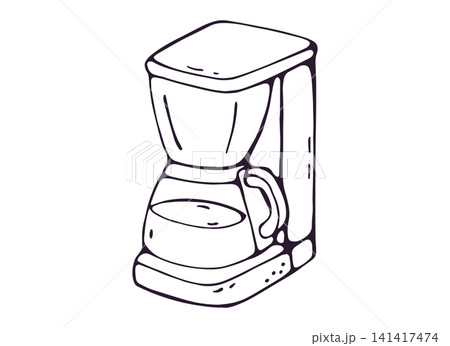 Drip Coffee Maker Hand Drawn Doodle Clipart 141417474