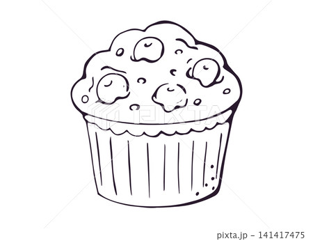 Muffin with Berries Hand Drawn Doodle Clipart Muffin with Berries Hand Drawn Doodle Clipart 141417475