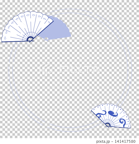 A cool, round, Japanese-style frame material (blue) featuring a fan design. A cool, round, Japanese-style frame material (blue) featuring a fan design. 141417580