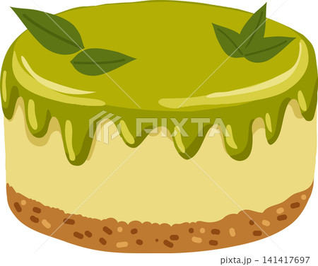 Japanese Matcha Dessert Cartoon for Bakery Cafe and Food Menu Design 141417697