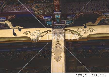 April 25 2026 Ueno Toshogu Shrine Ornate Painted Ceiling Relief 141417807
