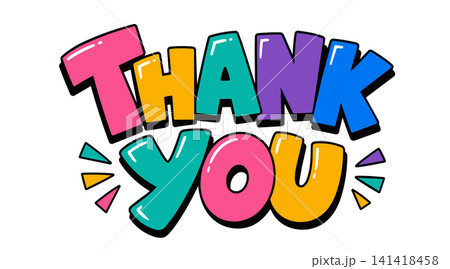Colorful cartoon thank you typography Colorful cartoon thank you typography 141418458