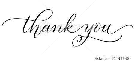 Elegant thin signature thank you text design Elegant thin signature thank you text design 141418486