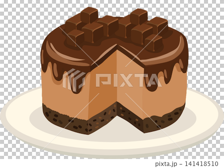 Chocolate Cheesecake with Chocolate Glaze and Cube Topping Illustration Chocolate Cheesecake with Chocolate Glaze and Cube Topping Illustration 141418510