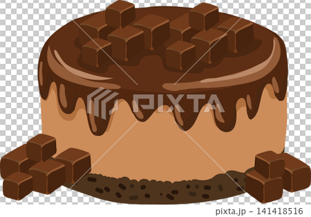 Chocolate Dessert Cake with Dripping Frosting and Chocolate Topping Chocolate Dessert Cake with Dripping Frosting and Chocolate Topping 141418516