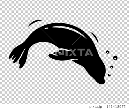 Silhouette vector of a diving seal Silhouette vector of a diving seal 141418975