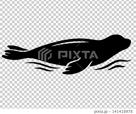 泳ぐアザラシのシルエットベクター素材 141418978