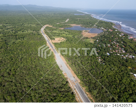 Building coastline road in green jungle 141420575