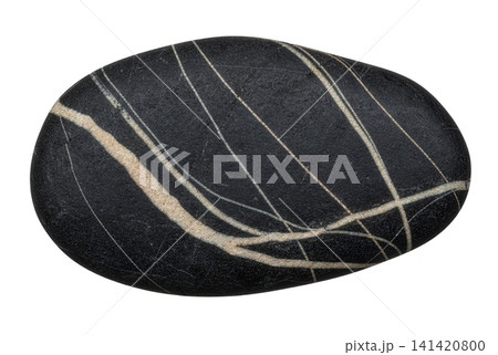 Isolated beautiful natural black river stone element Isolated beautiful natural black river stone element 141420800