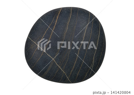 Isolated lined black river stone element Isolated lined black river stone element 141420804