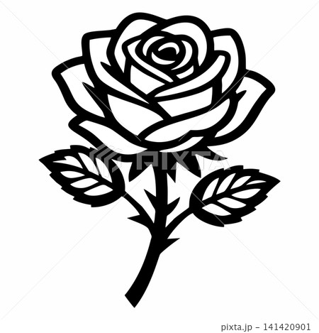 Black and white rose line art vector graphic 141420901