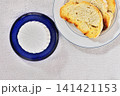 Fresh ricotta cheese and bread 141421153