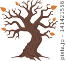 Cute Halloween Spooky Tree Illustration, Cartoon Pastel Brown Dead Tree, Minimalist Autumn Holiday Wooden Element Isolated for Fall Season Design 141421556