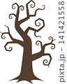 Cute Halloween Spooky Tree Illustration, Cartoon Pastel Brown Dead Tree, Minimalist Haunted Forest Wooden Element Isolated for Autumn Holiday Design 141421558