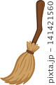 Cute Witch Broom Illustration, Cartoon Pastel Magic Broomstick, Minimalist Spooky Halloween Flying Broom Element Isolated for Autumn Holiday Design 141421560