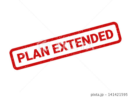 Red rectangular grunge stamp featuring PLAN EXTENDED text, suitable for indicating timeline or deadline modifications 141421595