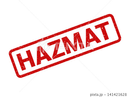 Red rectangular grunge stamp with textured effect displaying HAZMAT warning notification for safety protocols Red rectangular grunge stamp with textured effect displaying HAZMAT warning notification for safety protocols 141421628