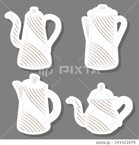 Set of beautiful glass teapots for liquid Set of beautiful glass teapots for liquid 141421679