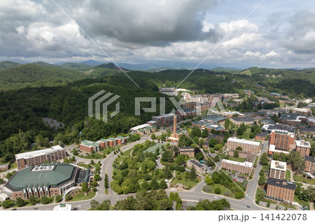 Boone, North Carolina. American architecture with streets and historical buildings in Blue Ridge Mountains. Popular tourist destination 141422078
