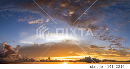 Amazing evening skyscape. Sunset sky with bright colorful clouds Amazing evening skyscape. Sunset sky with bright colorful clouds 141422164