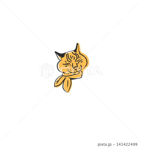 Hand drawn vector abstract graphic line collection with doodle cute funny cartoon cats characters.Vector illustration of funny cartoon adorable cat in trendy style. Line icon pet print. Hand drawn vector abstract graphic line collection with doodle cute funny cartoon cats characters.Vector illustration of funny cartoon adorable cat in trendy style. Line icon pet print. 141422499