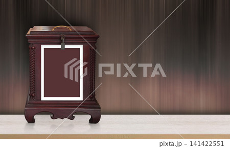front view old storage cabinet table on wooden floor, wood wall background, object, furniture, vintage, retro, copy space front view old storage cabinet table on wooden floor, wood wall background, object, furniture, vintage, retro, copy space 141422551